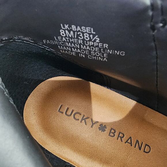 Lucky Brand Bootie Women *Left size 8 , Right size 7* Basel Black Leather Zip - Picture 9 of 12